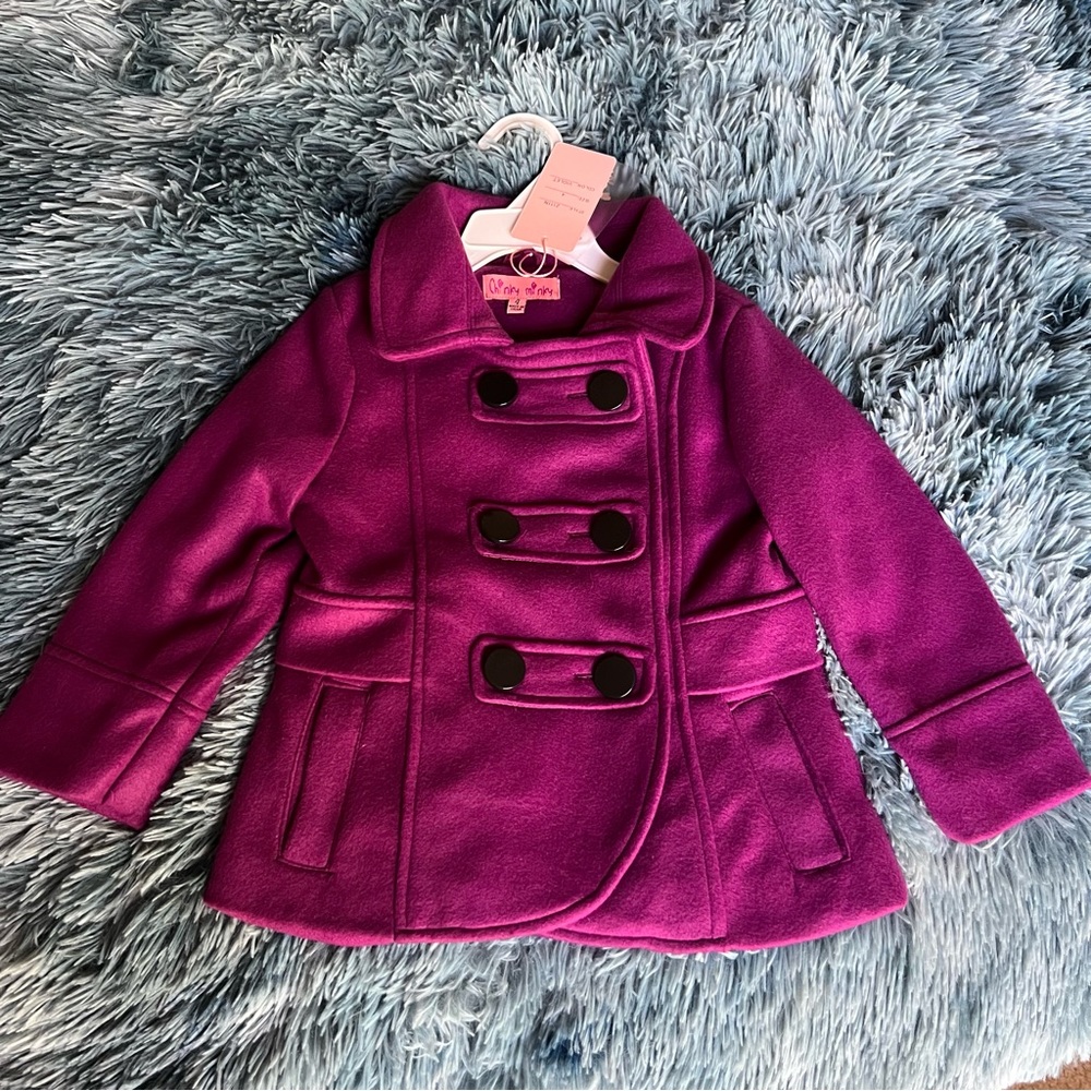 NWT Chinky Minky Toddler Pea Coat, Violet (Magenta) / size 4
